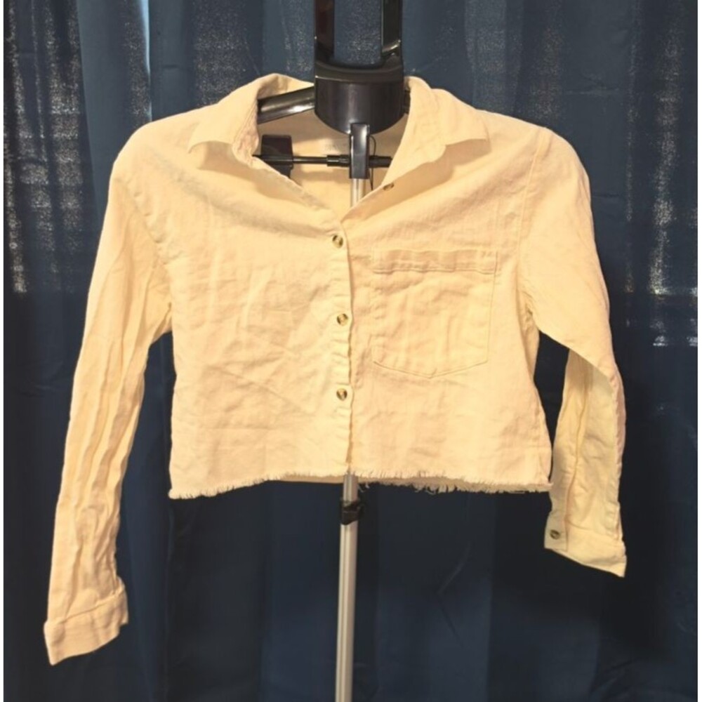 Zara Girls Size 13/14 YEars CM 164 Button Front Shirt Jacket Layer Beige